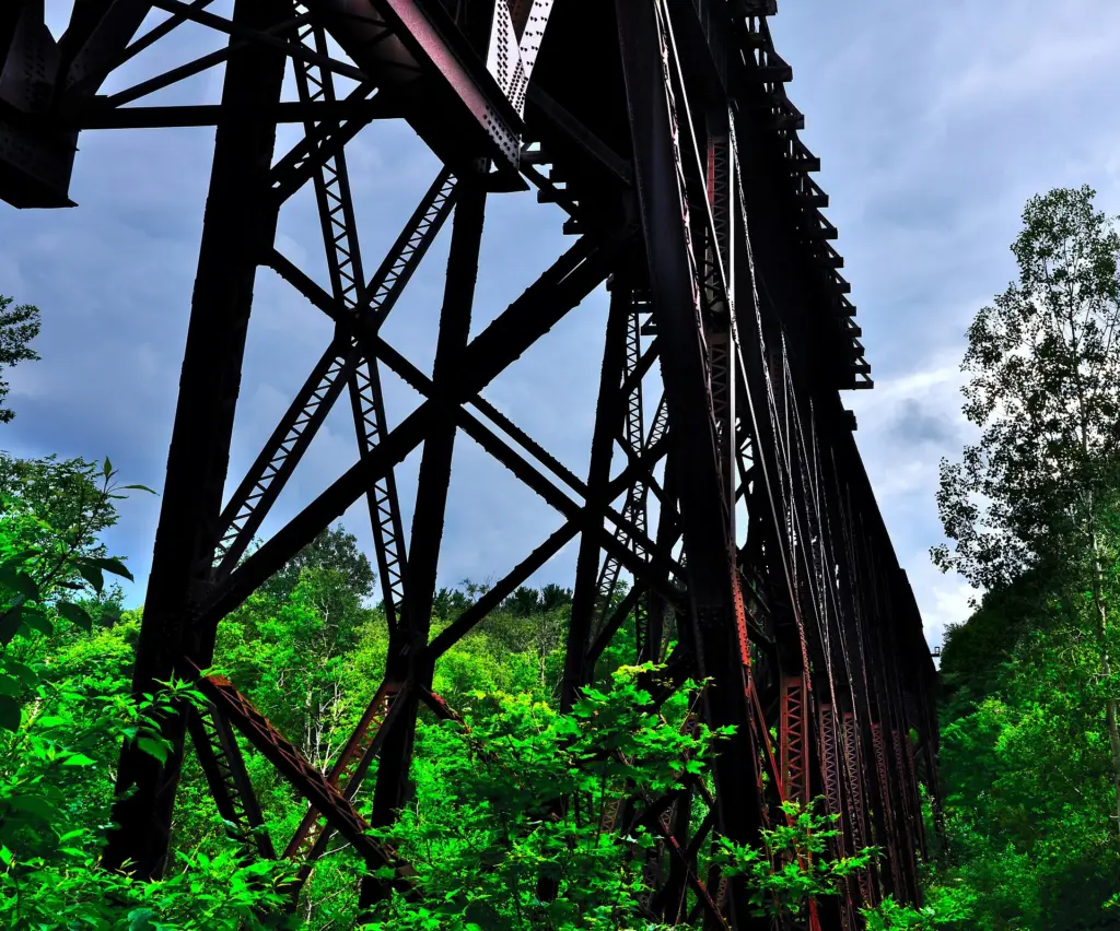 The steel trestle of the Canadian National Railway bridge at Delhi.